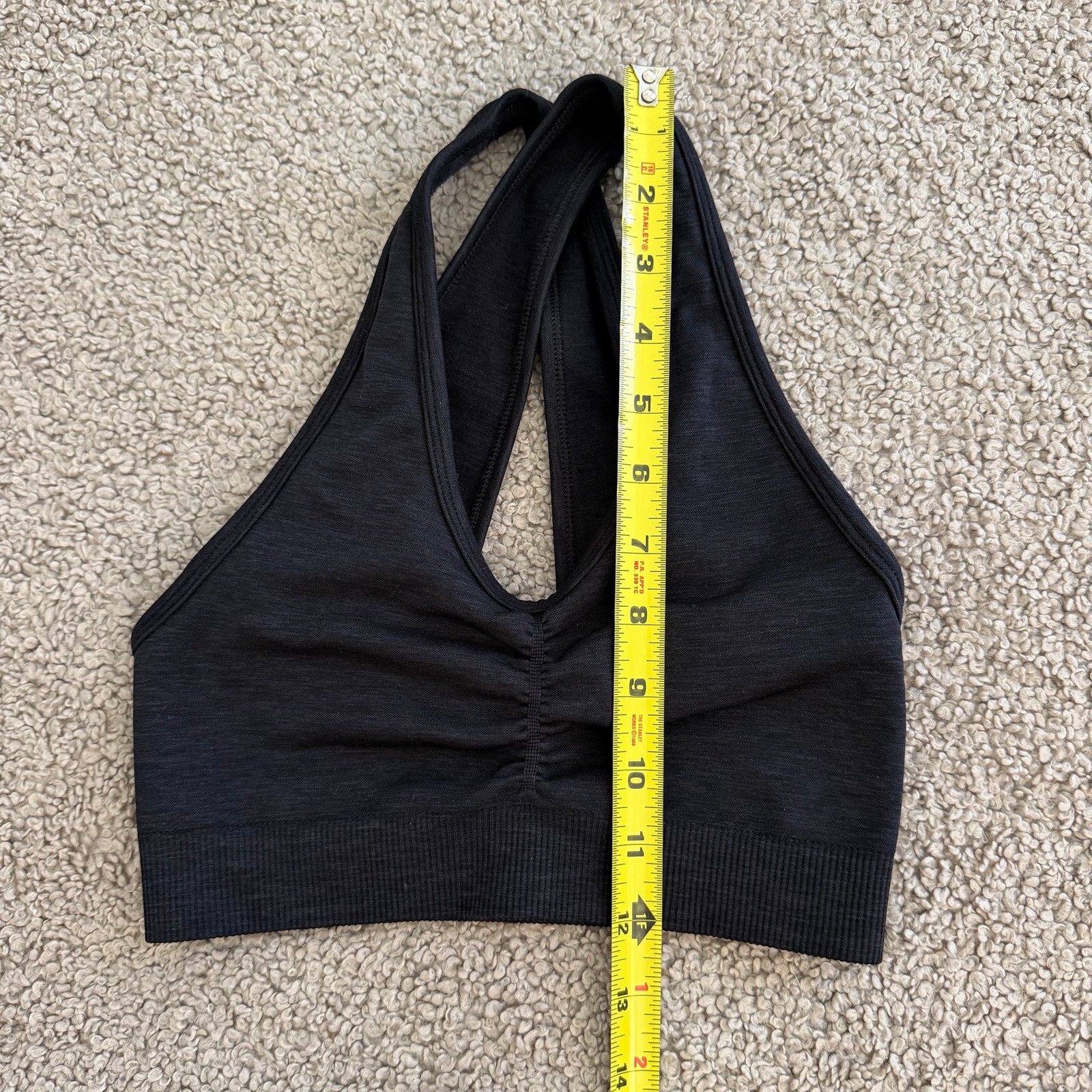 Alphalete Women’s Xs Black Seamless Scrunch Front Racerback Sports Bra Yoga Gym — image 5 of 5